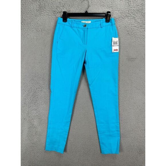 Michael Kors Pants Women 0 Blue Skinny Leg Low-Rise Preppy Flat Front Ladies NEW - Picture 1 of 9